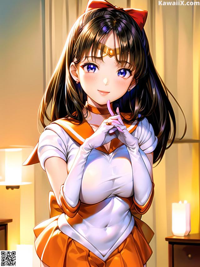 Anime girl in a sailor outfit posing for a picture.